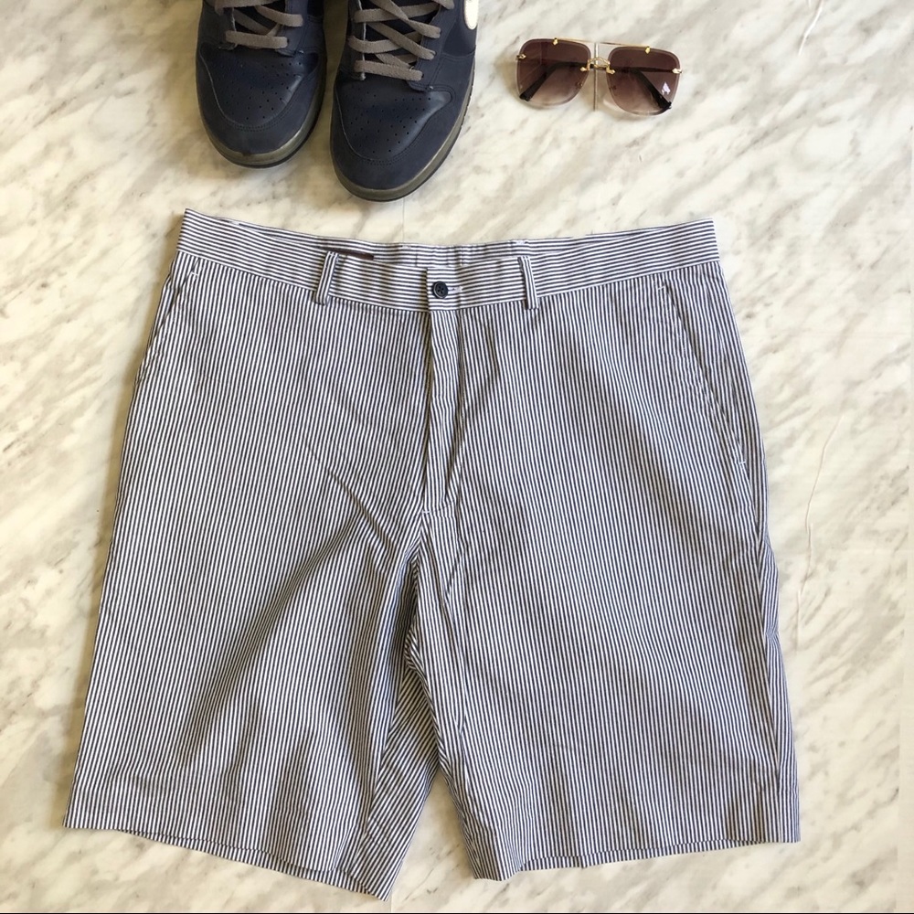 Perry Ellis Blue & White Pinstriped Chino Shorts
